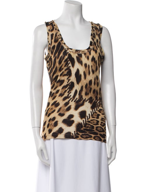 Roberto Cavalli Animal Print Scoop Neck Top