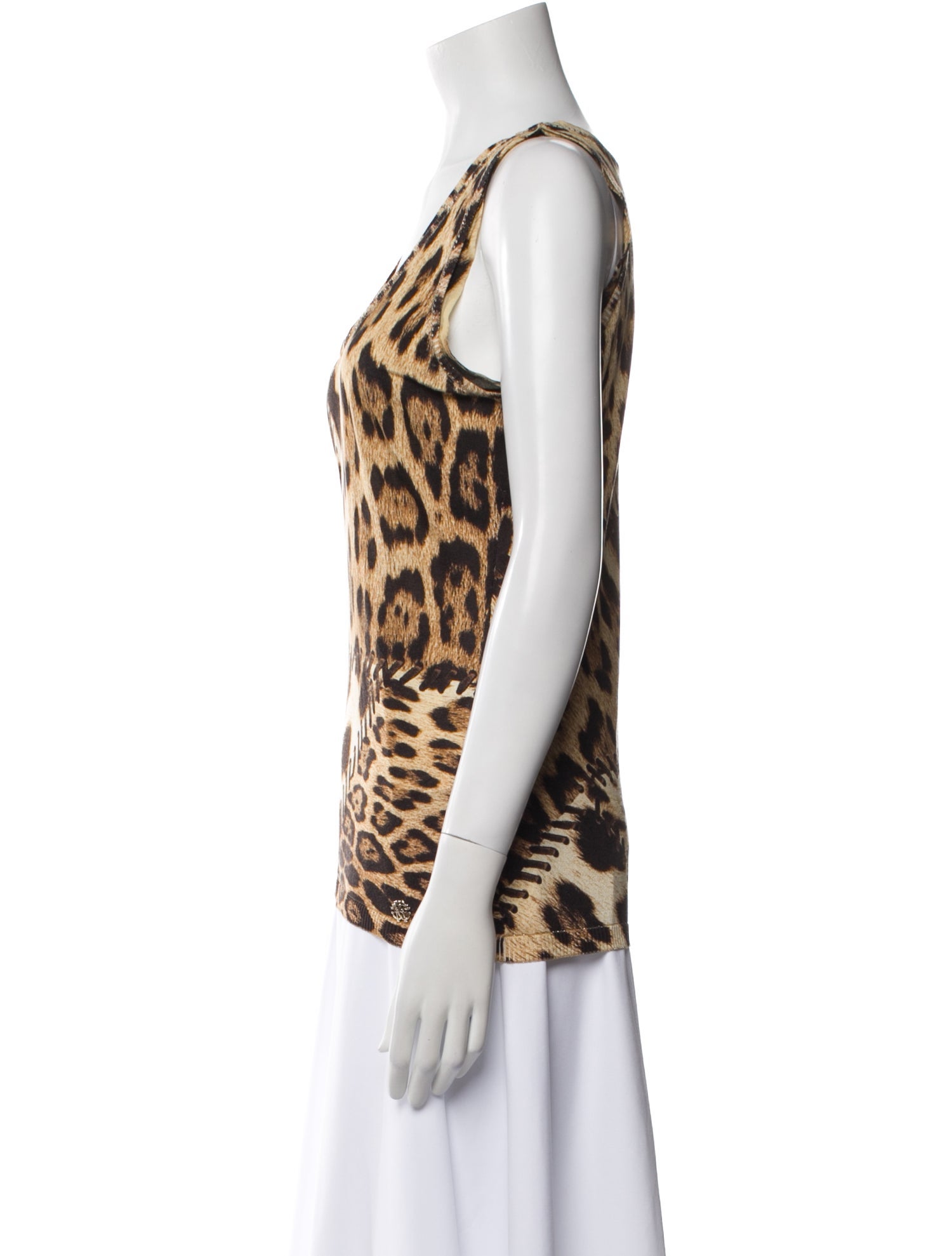 Roberto Cavalli Animal Print Scoop Neck Top