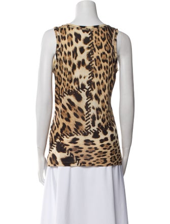 Roberto Cavalli Animal Print Scoop Neck Top