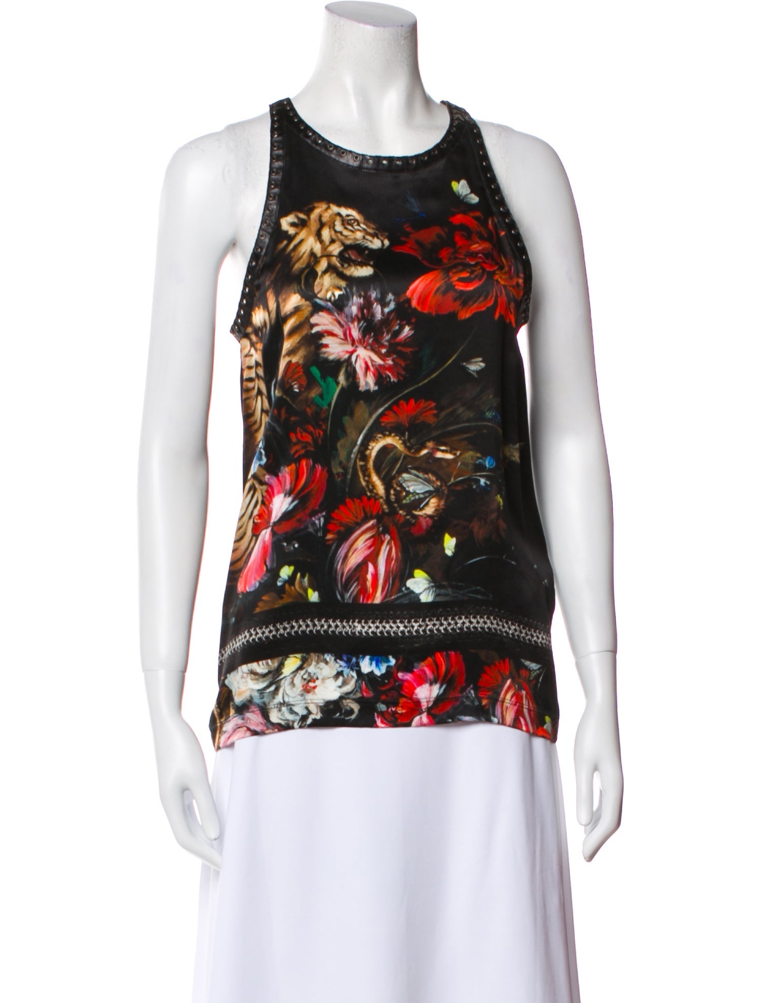 Roberto Cavalli Printed Scoop Neck Top