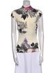 Roberto Cavalli Floral Print Mock Neck Blouse