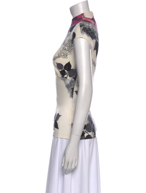Roberto Cavalli Floral Print Mock Neck Blouse