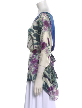 Roberto Cavalli Floral Print Bateau Neckline Blouse