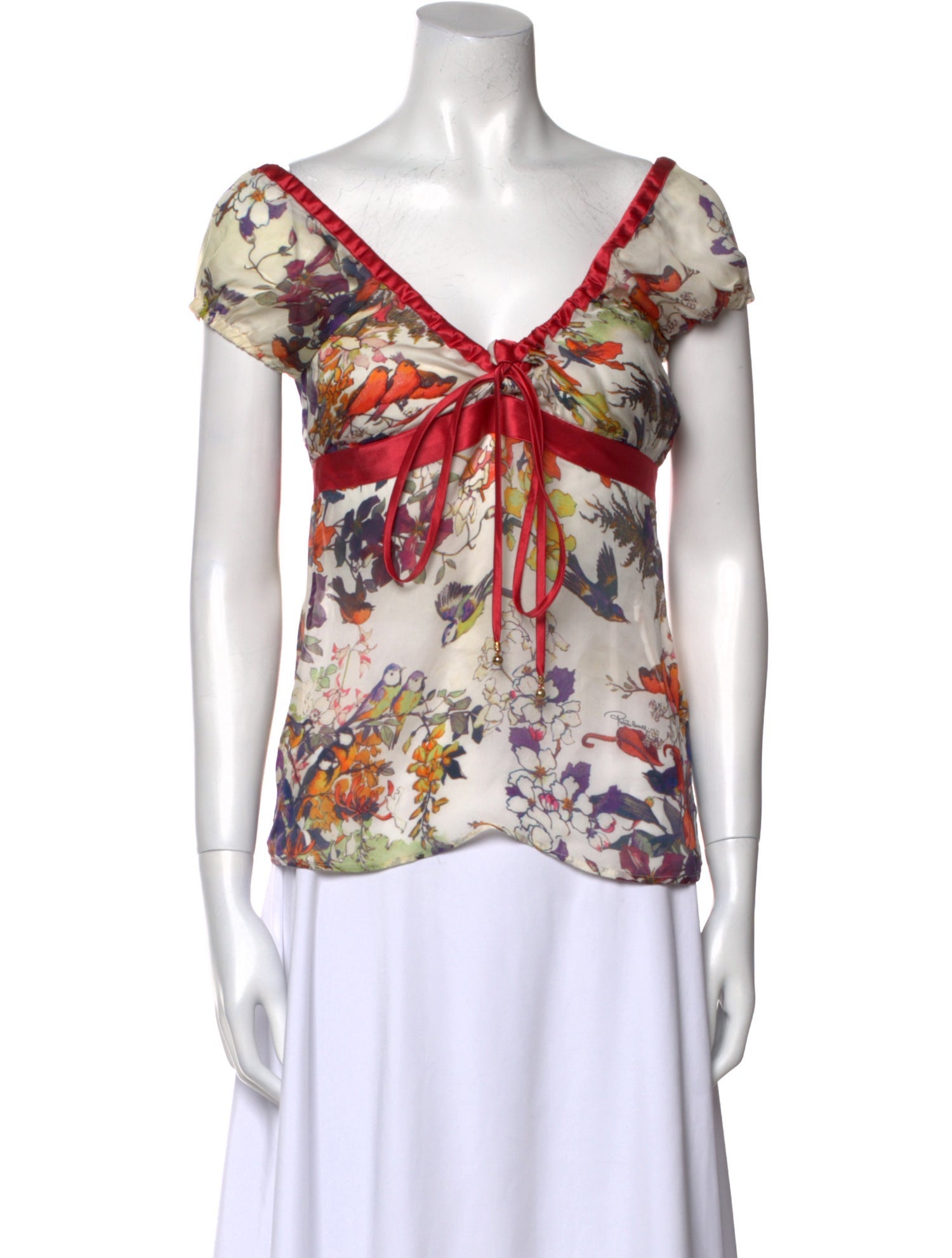 Roberto Cavalli Silk Floral Print Blouse