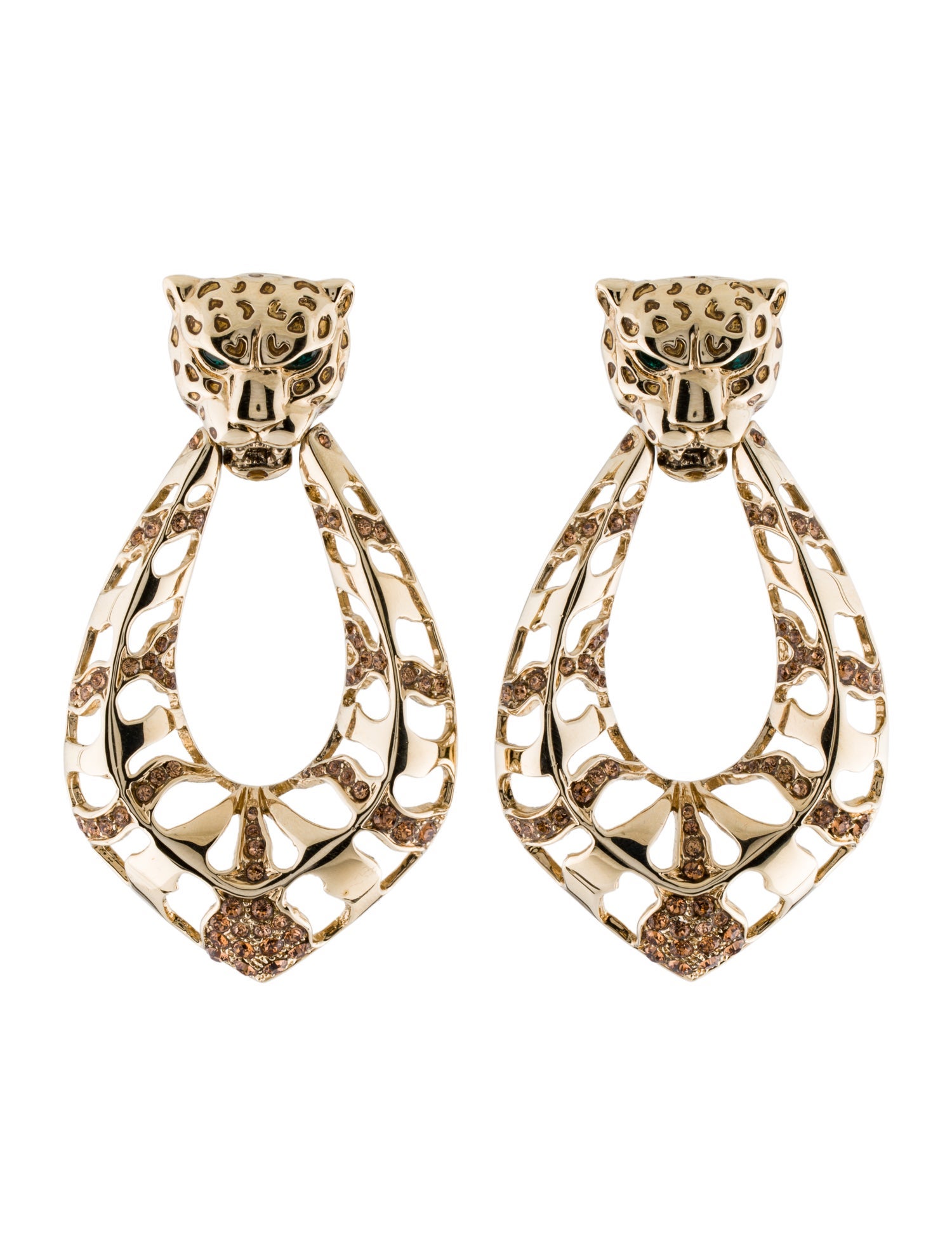 Roberto Cavalli Crystal Panther Drop Earrings