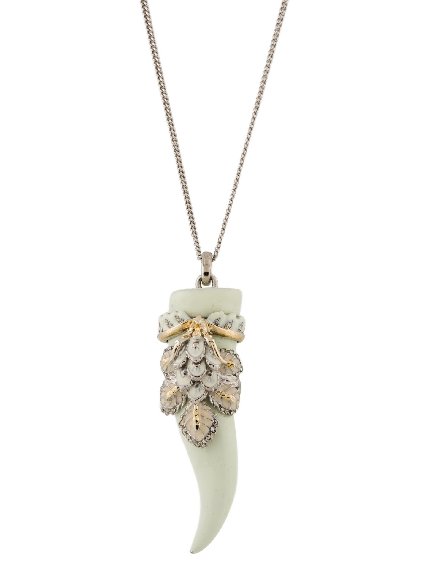 Roberto Cavalli Crystal & Enamel Tusk Pendant Necklace