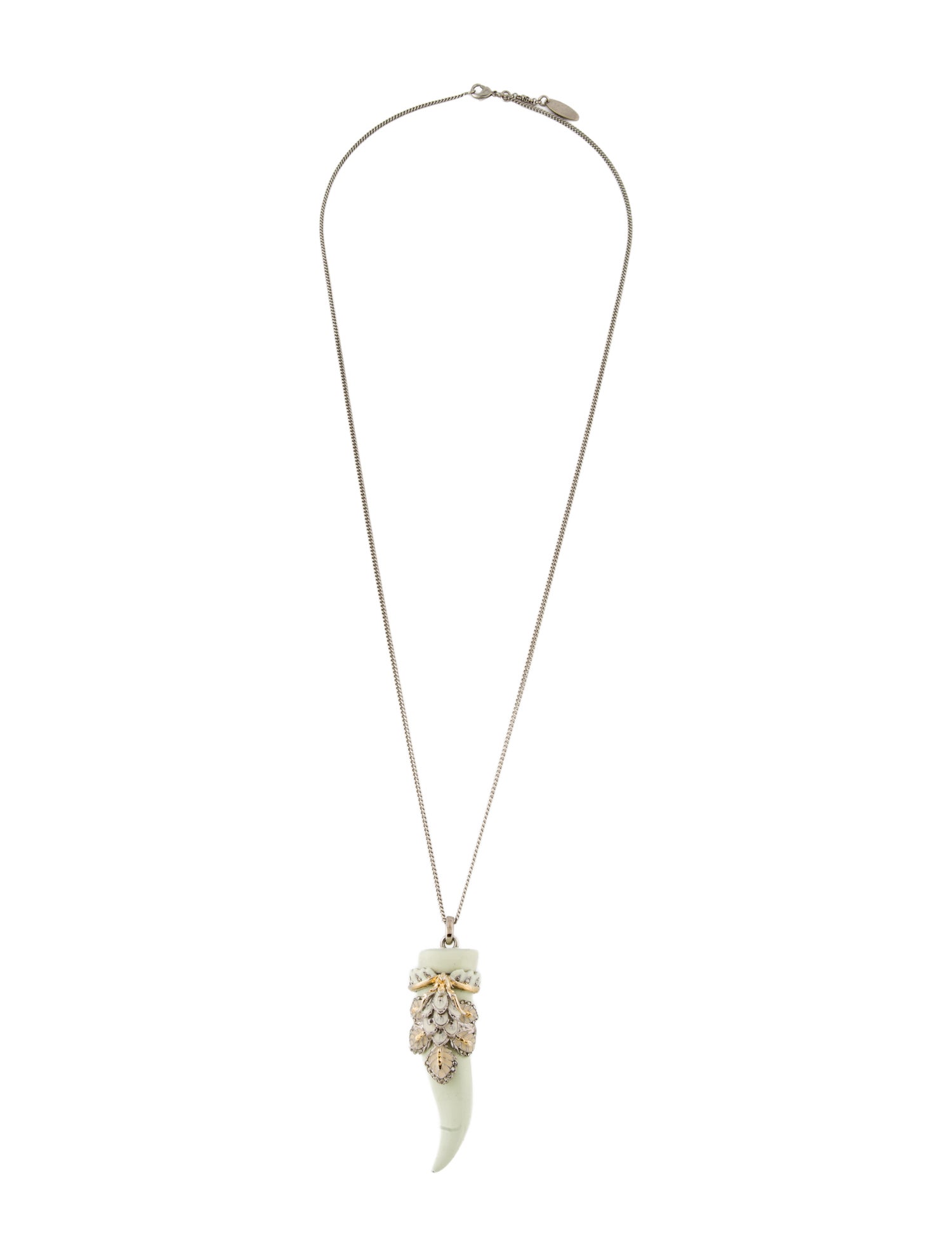 Roberto Cavalli Crystal & Enamel Tusk Pendant Necklace