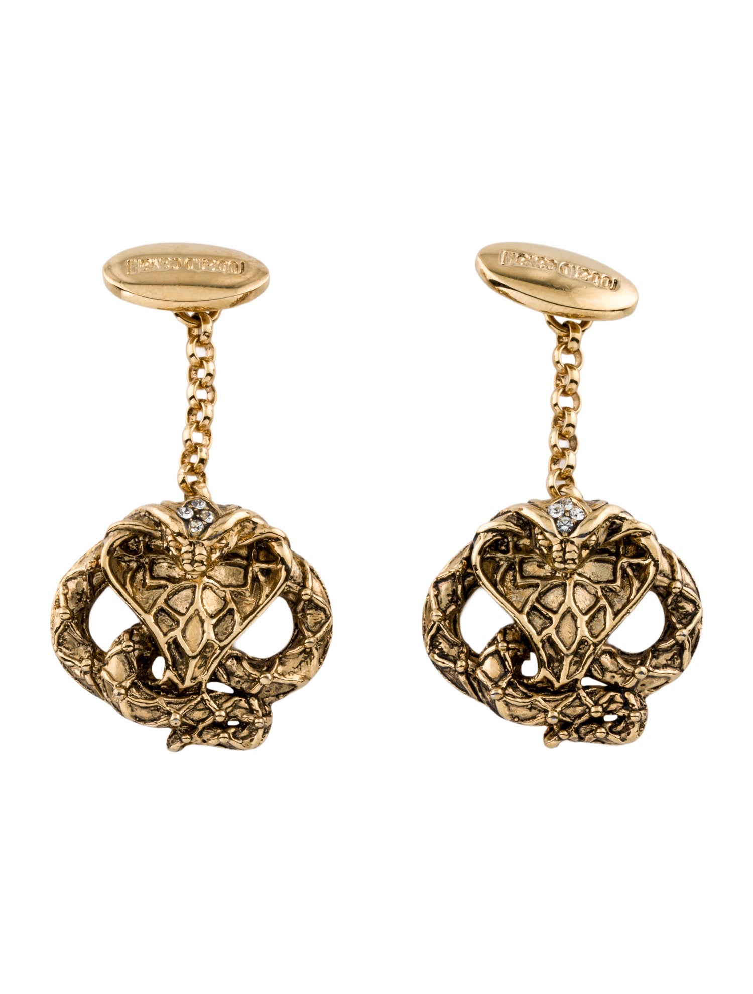 Roberto Cavalli Crystal Snake Cufflinks