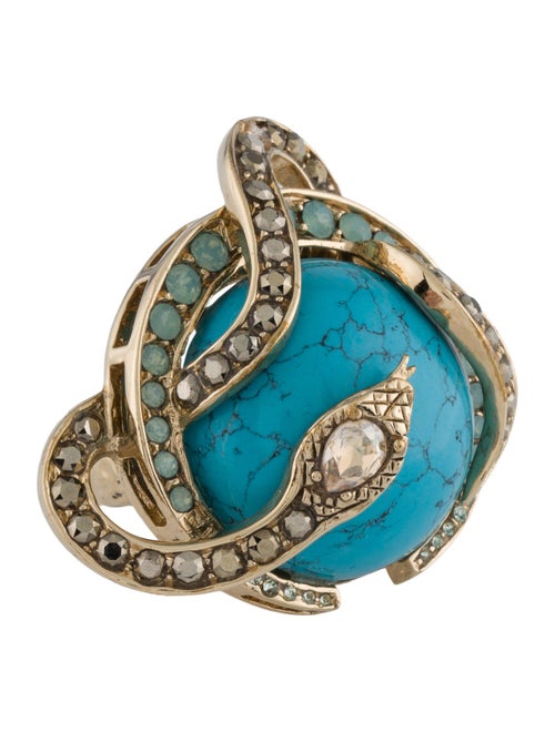 Roberto Cavalli Crystal Snake Cocktail Ring
