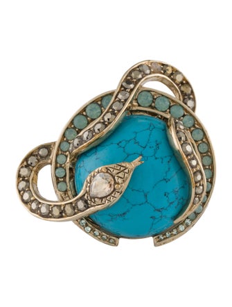 Roberto Cavalli Crystal Snake Cocktail Ring