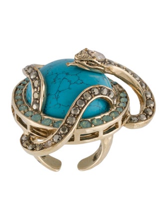 Roberto Cavalli Crystal Snake Cocktail Ring