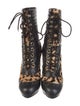 Roberto Cavalli Leather Animal Print Lace-Up Boots