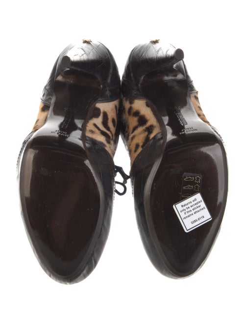Roberto Cavalli Leather Animal Print Lace-Up Boots