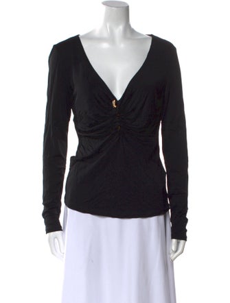 Roberto Cavalli V-Neck Long Sleeve Top