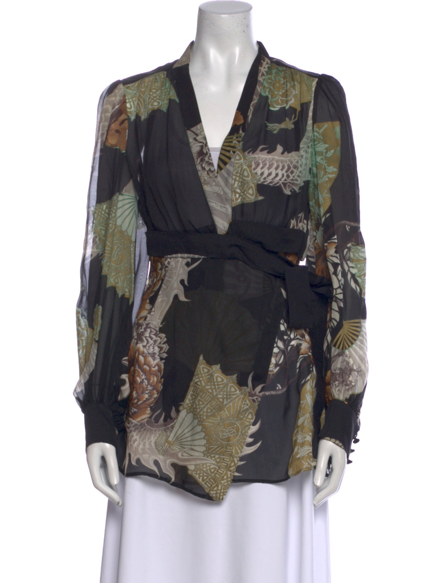 Roberto Cavalli Silk Floral Print Blouse