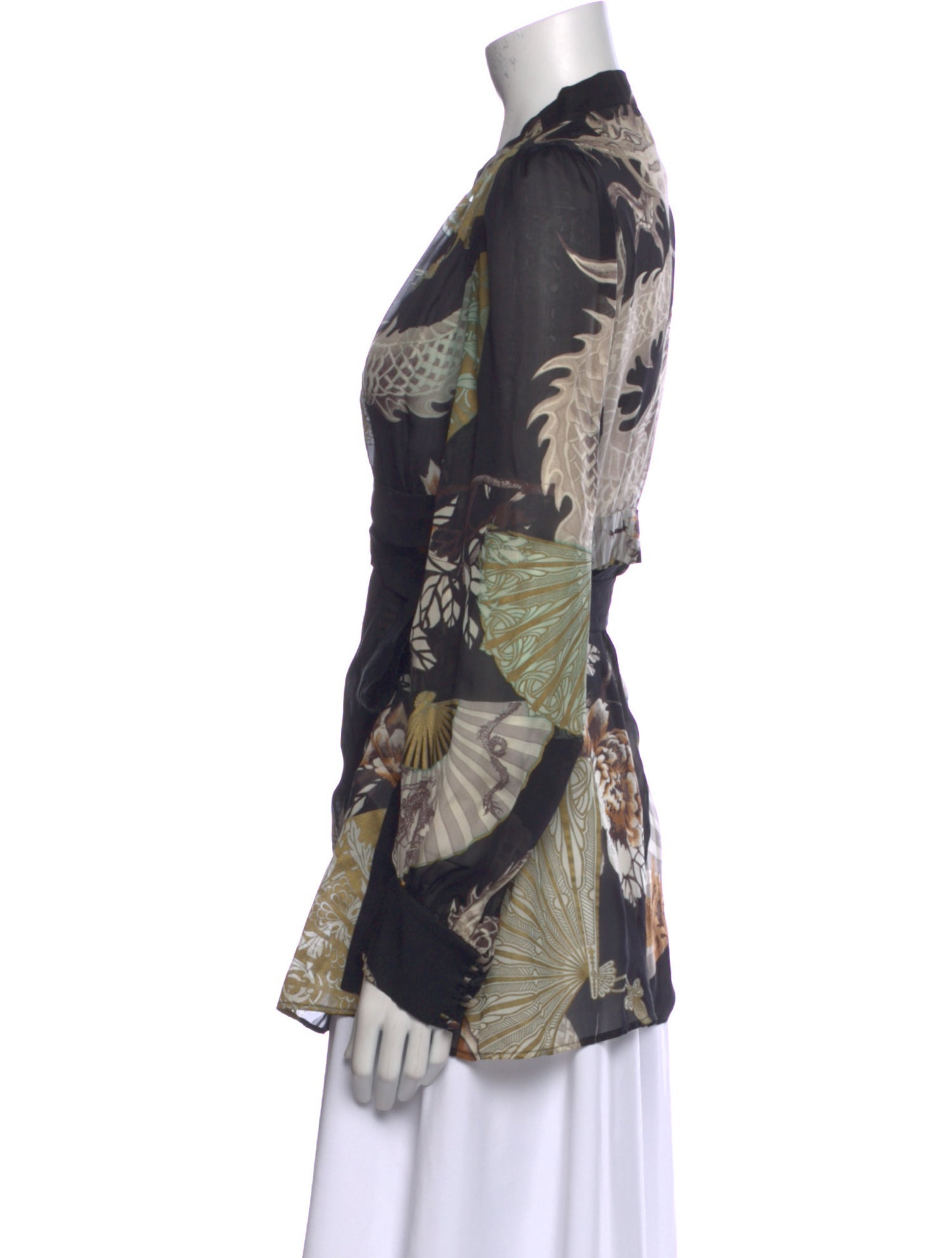 Roberto Cavalli Silk Floral Print Blouse
