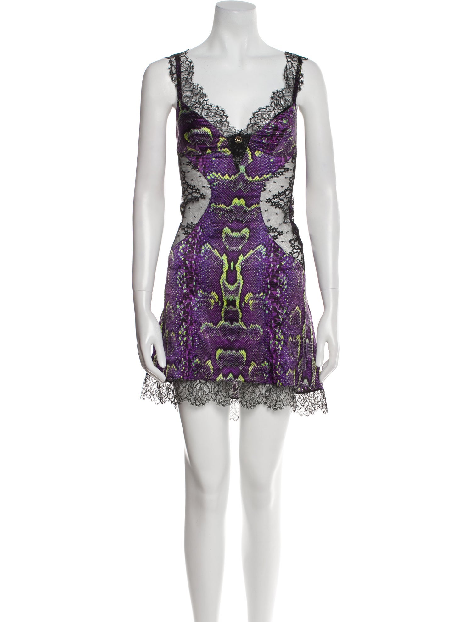 Roberto Cavalli Satin Animal Print Nightgown w/ Tags