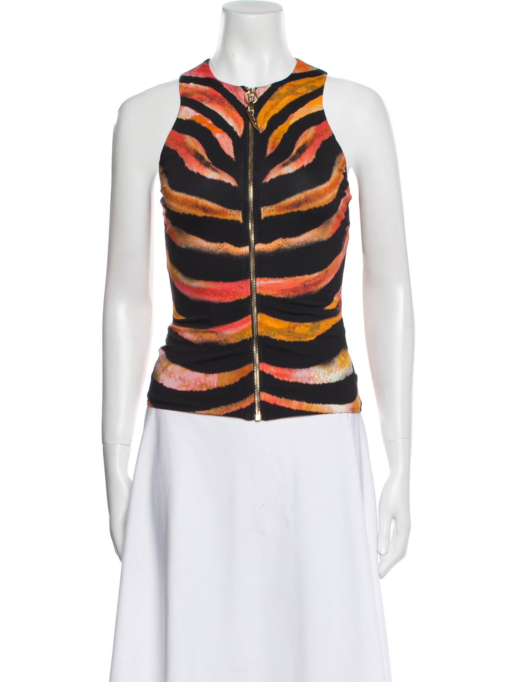 Roberto Cavalli Nylon Striped Crop Top