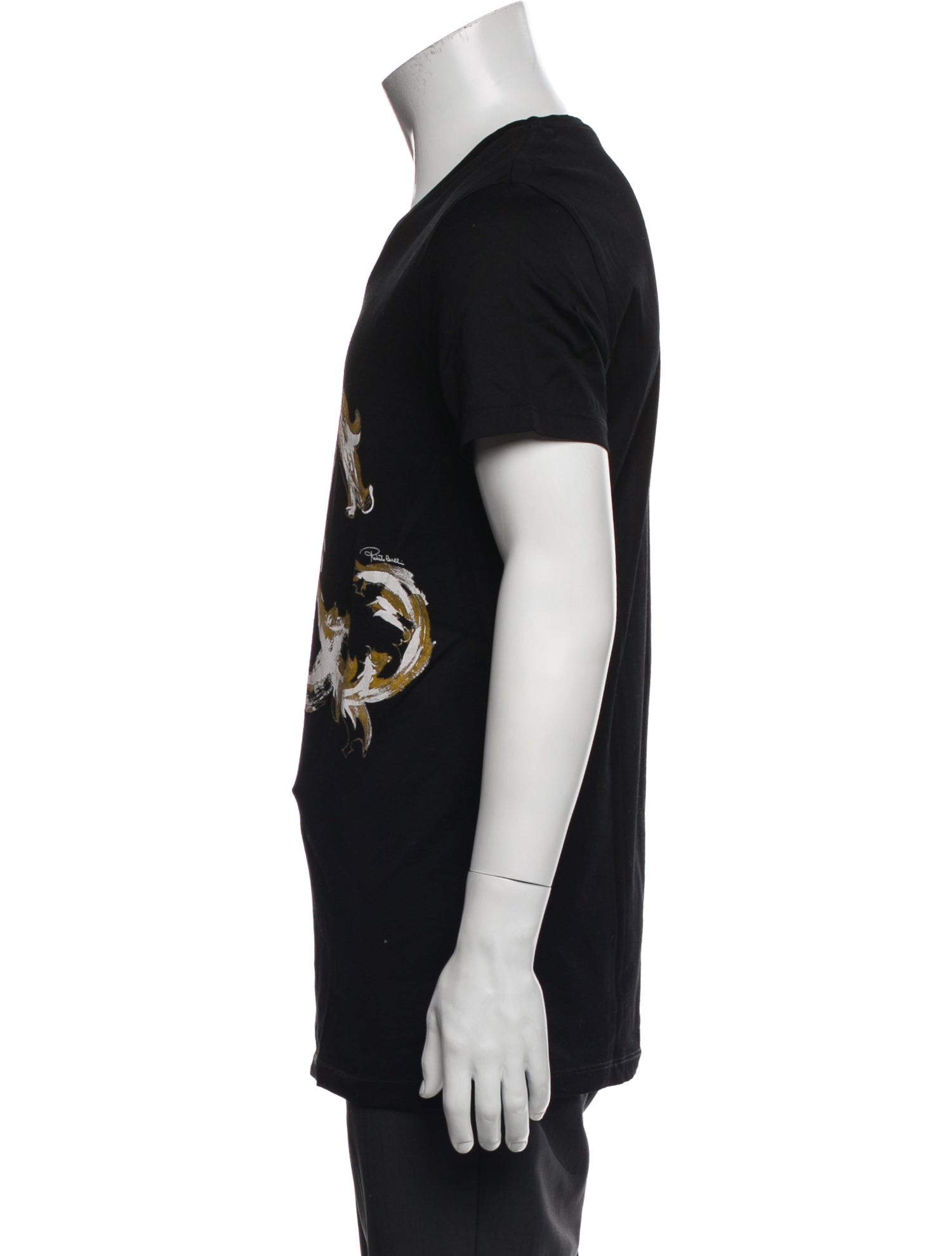 Roberto Cavalli Graphic Print V-Neck T-Shirt