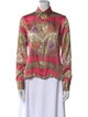 Roberto Cavalli Satin Printed Button-Up Top
