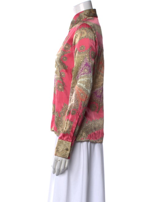 Roberto Cavalli Satin Printed Button-Up Top