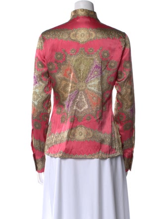 Roberto Cavalli Satin Printed Button-Up Top