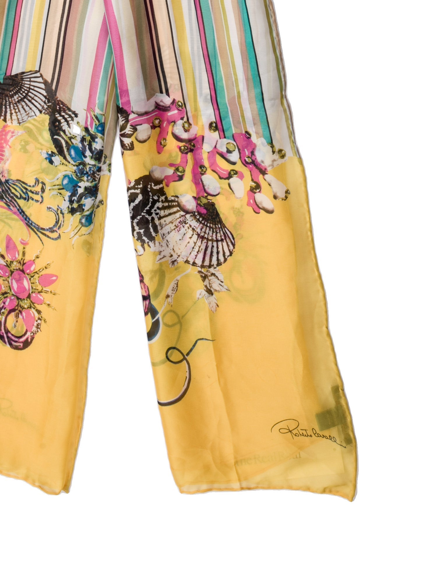 Roberto Cavalli Silk Striped Scarf