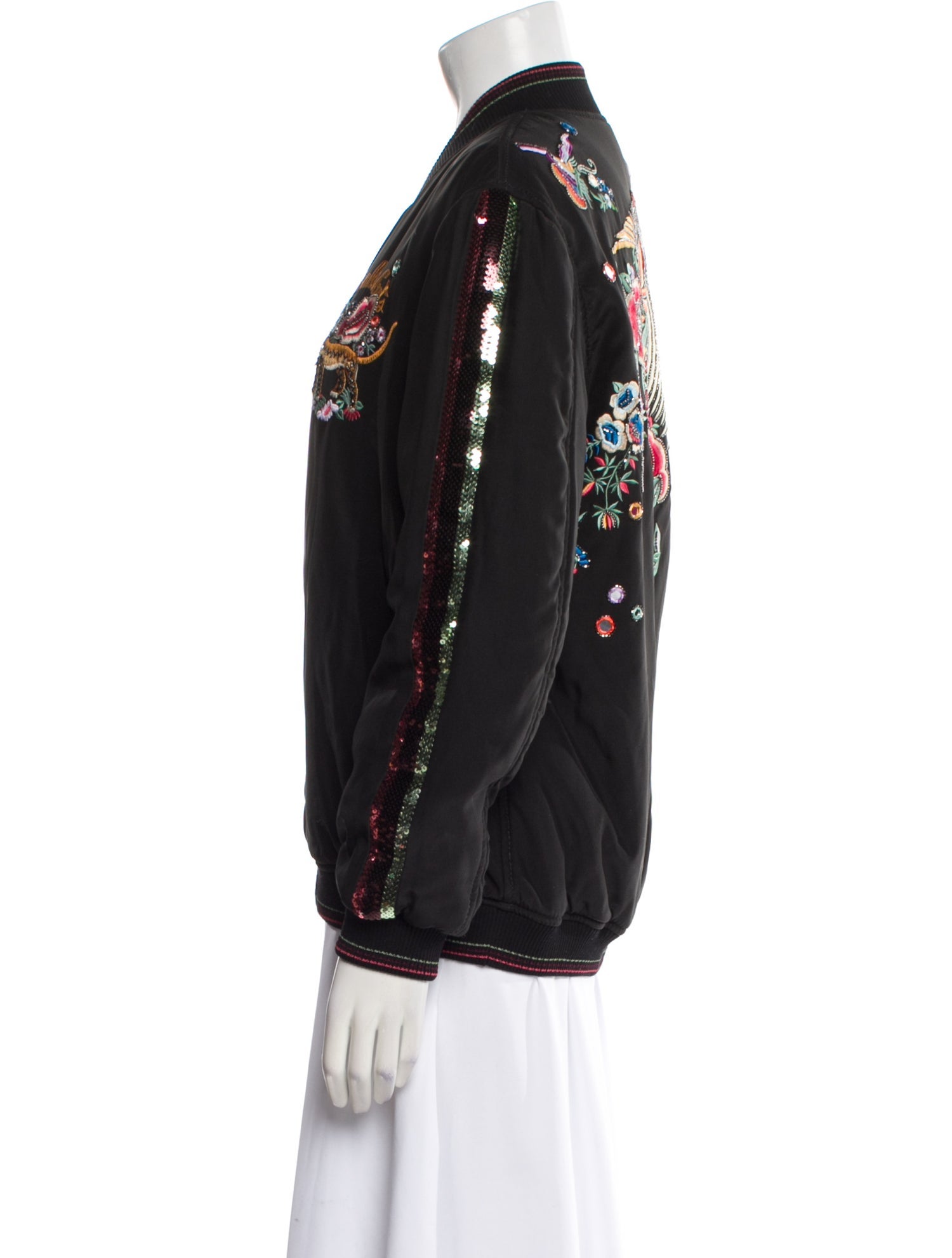 Roberto Cavalli Silk Graphic Print Bomber Jacket