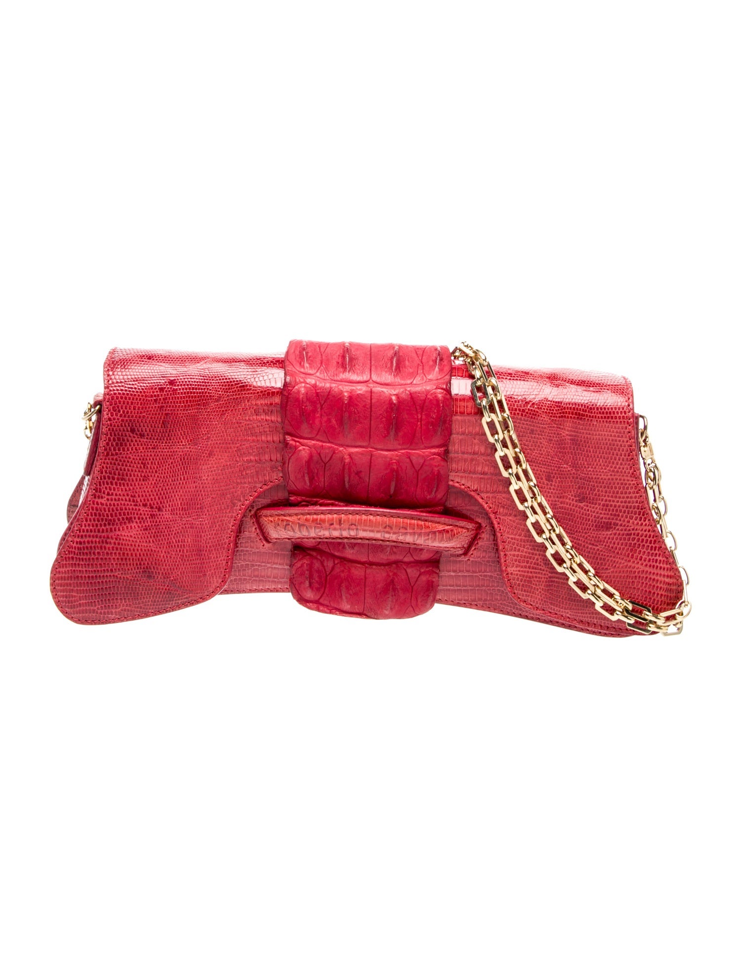 Roberto Cavalli Embossed Leather Shoulder Bag
