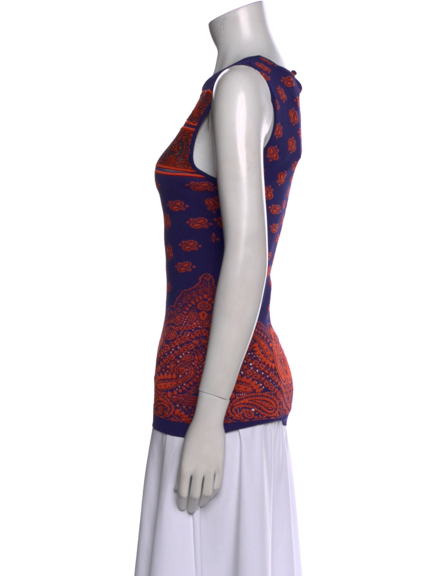 Roberto Cavalli Printed Scoop Neck Top w/ Tags