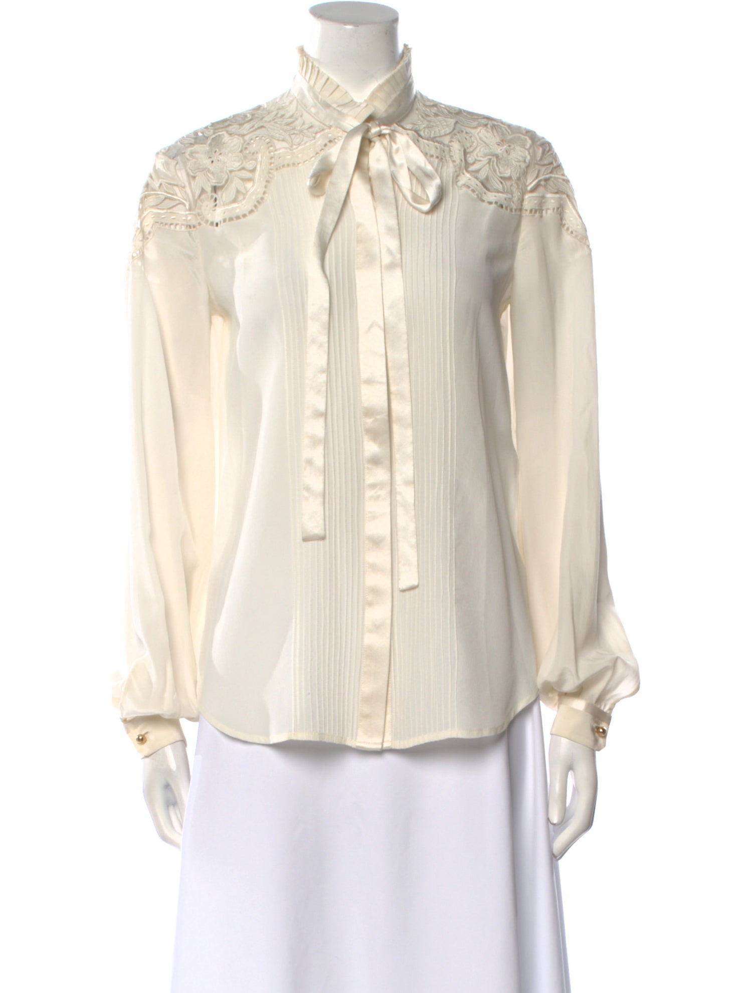 Roberto Cavalli Silk Mock Neck Button-Up Top w/ Tags