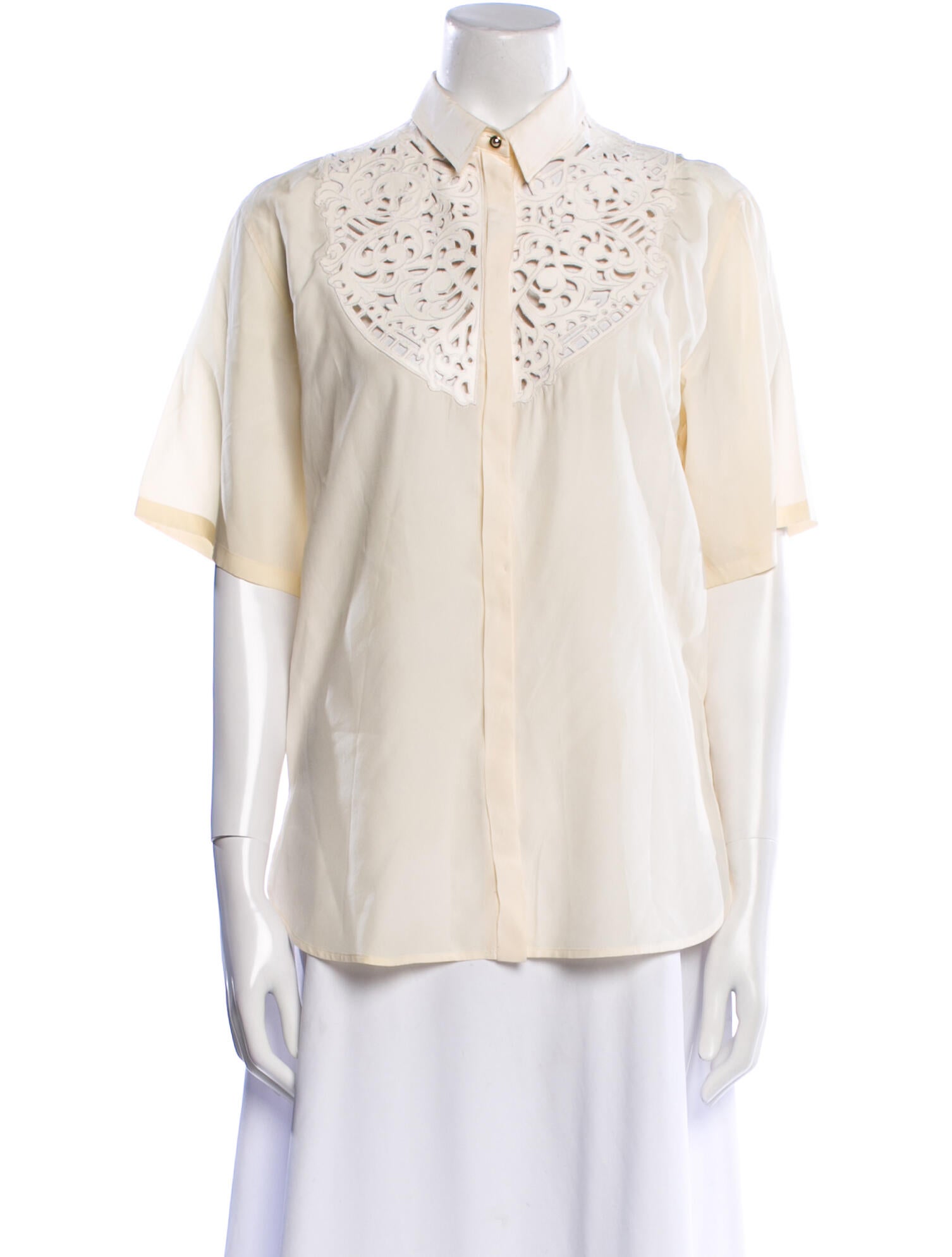 Roberto Cavalli Silk Short Sleeve Button-Up Top