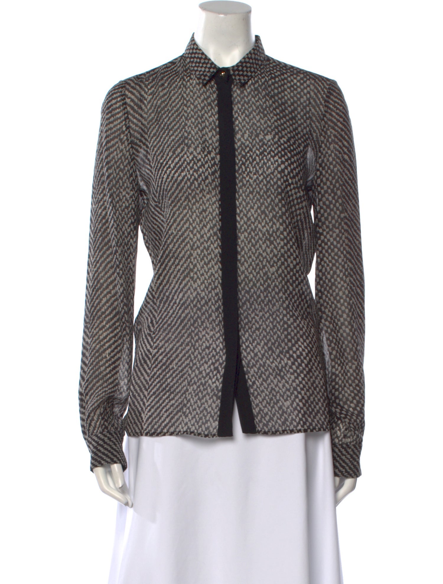 Roberto Cavalli Printed Long Sleeve Button-Up Top