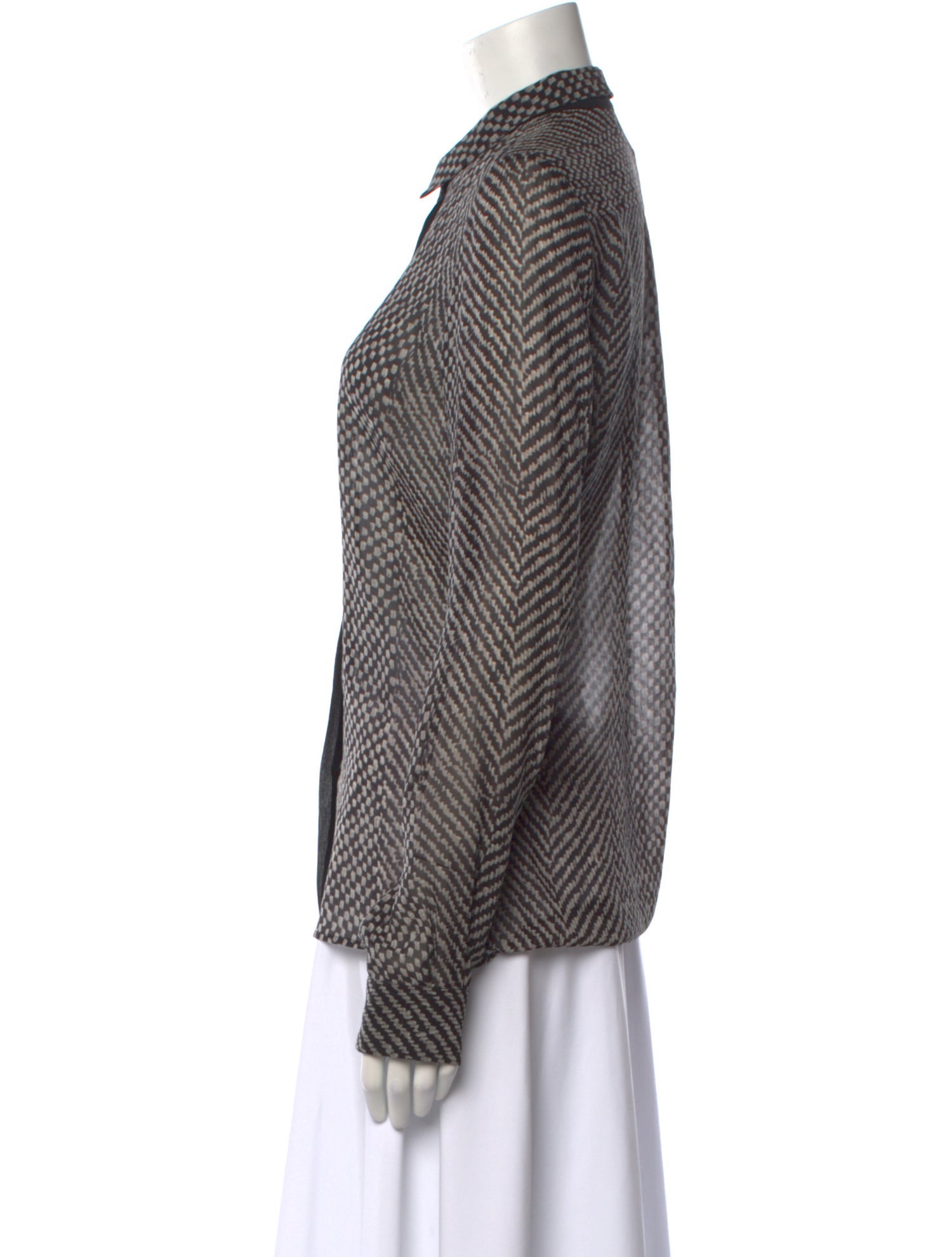 Roberto Cavalli Printed Long Sleeve Button-Up Top