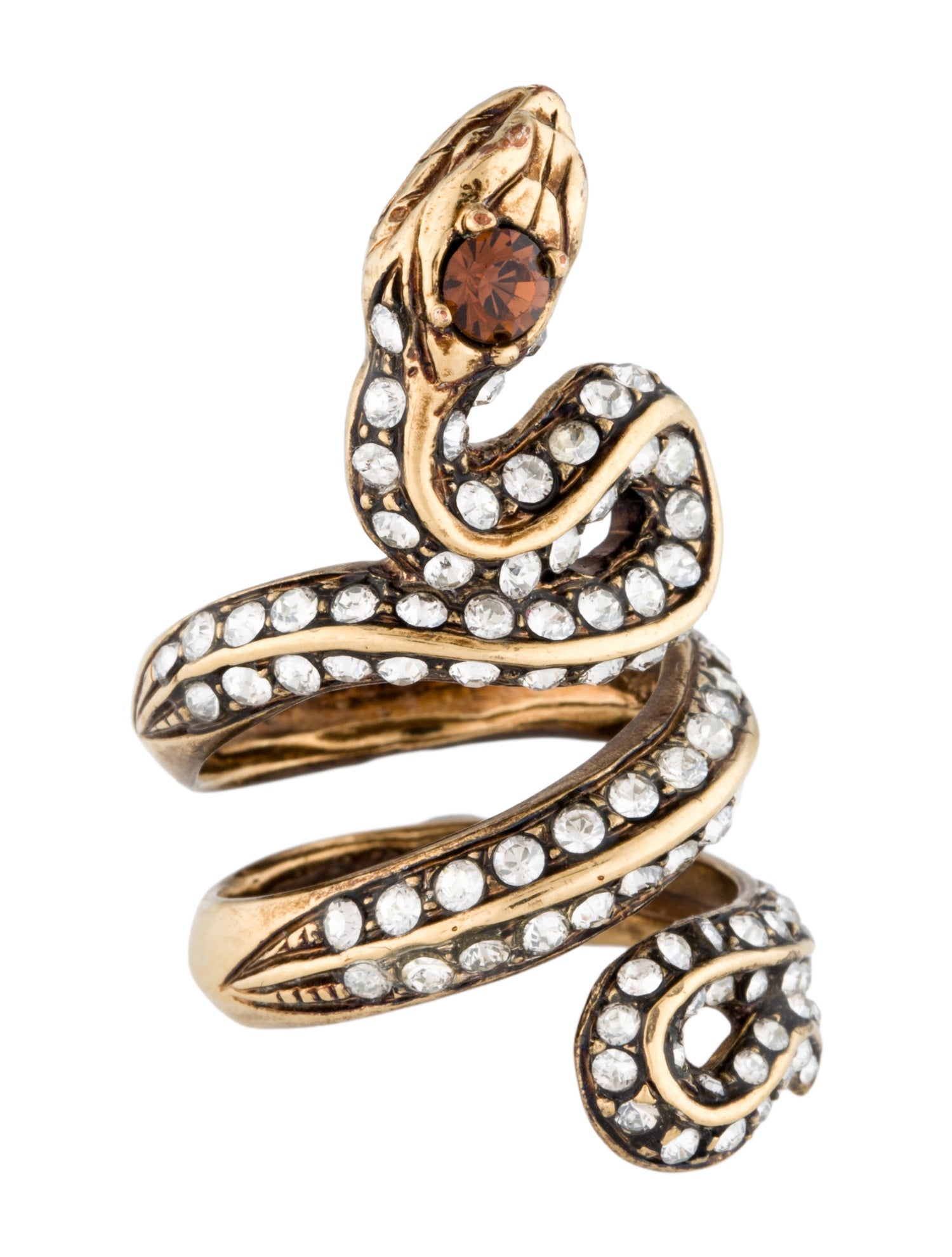 Roberto Cavalli Crystal Snake Cocktail Ring