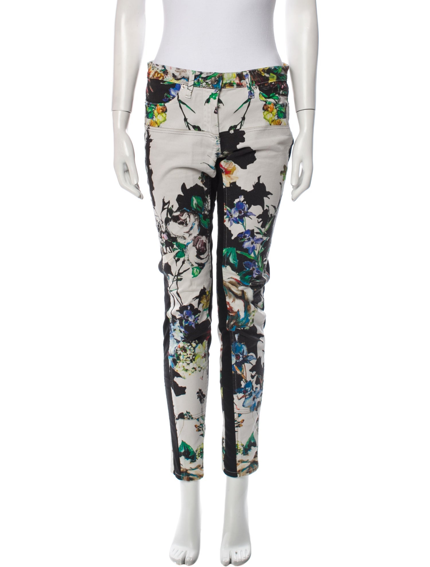 Roberto Cavalli Floral Print Skinny Leg Pants