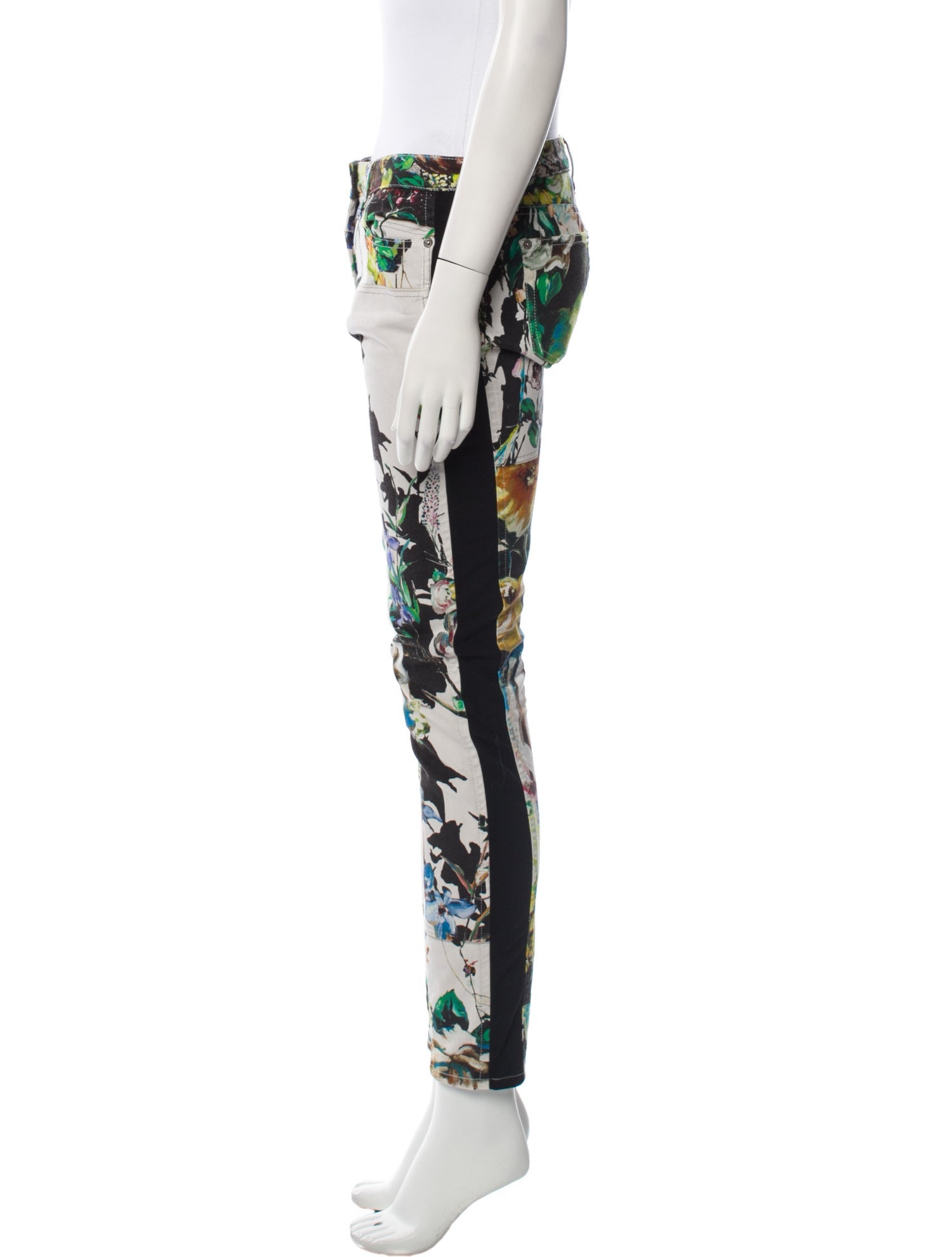 Roberto Cavalli Floral Print Skinny Leg Pants