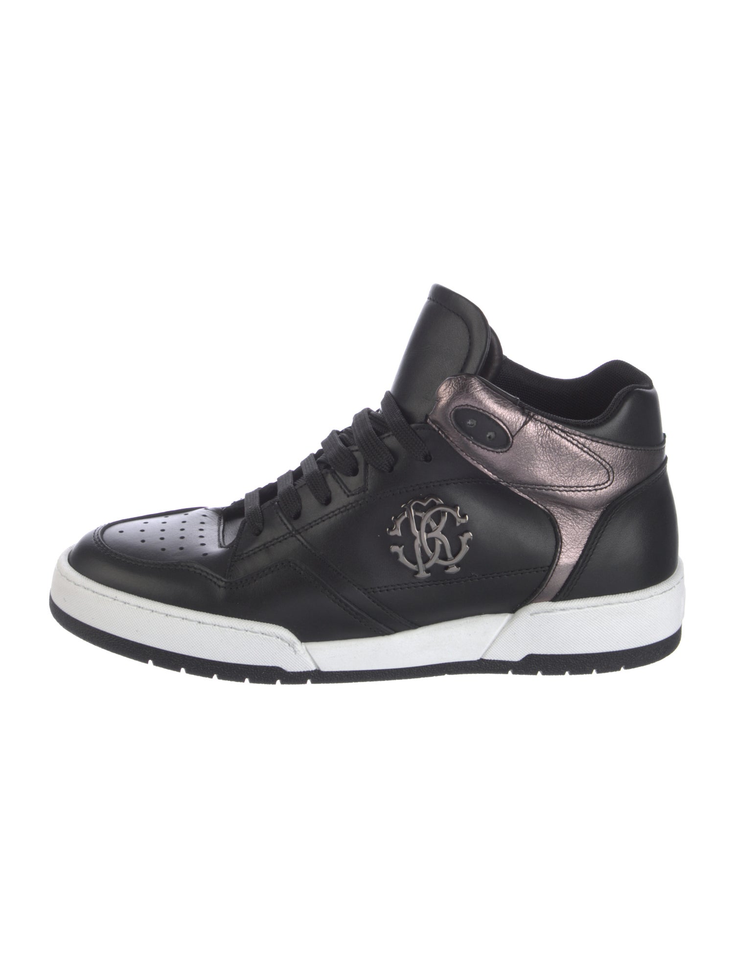 Roberto Cavalli Leather Colorblock Pattern Sneakers