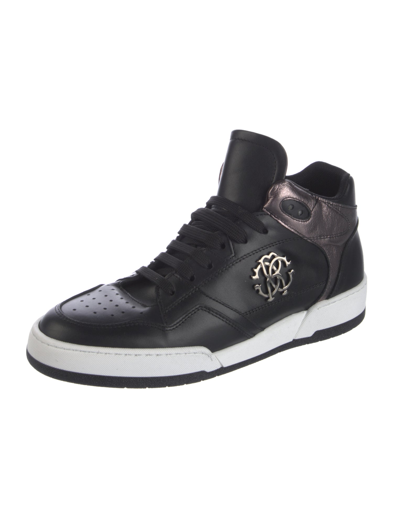 Roberto Cavalli Leather Colorblock Pattern Sneakers