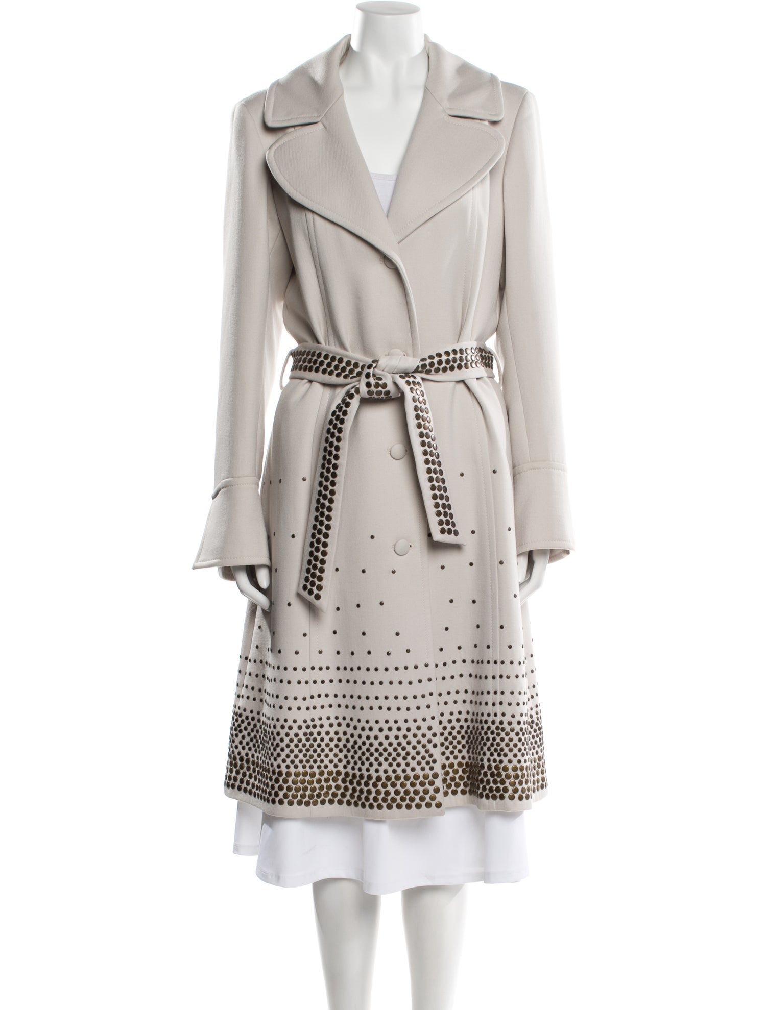Roberto Cavalli Virgin Wool Tweed Pattern Trench Coat