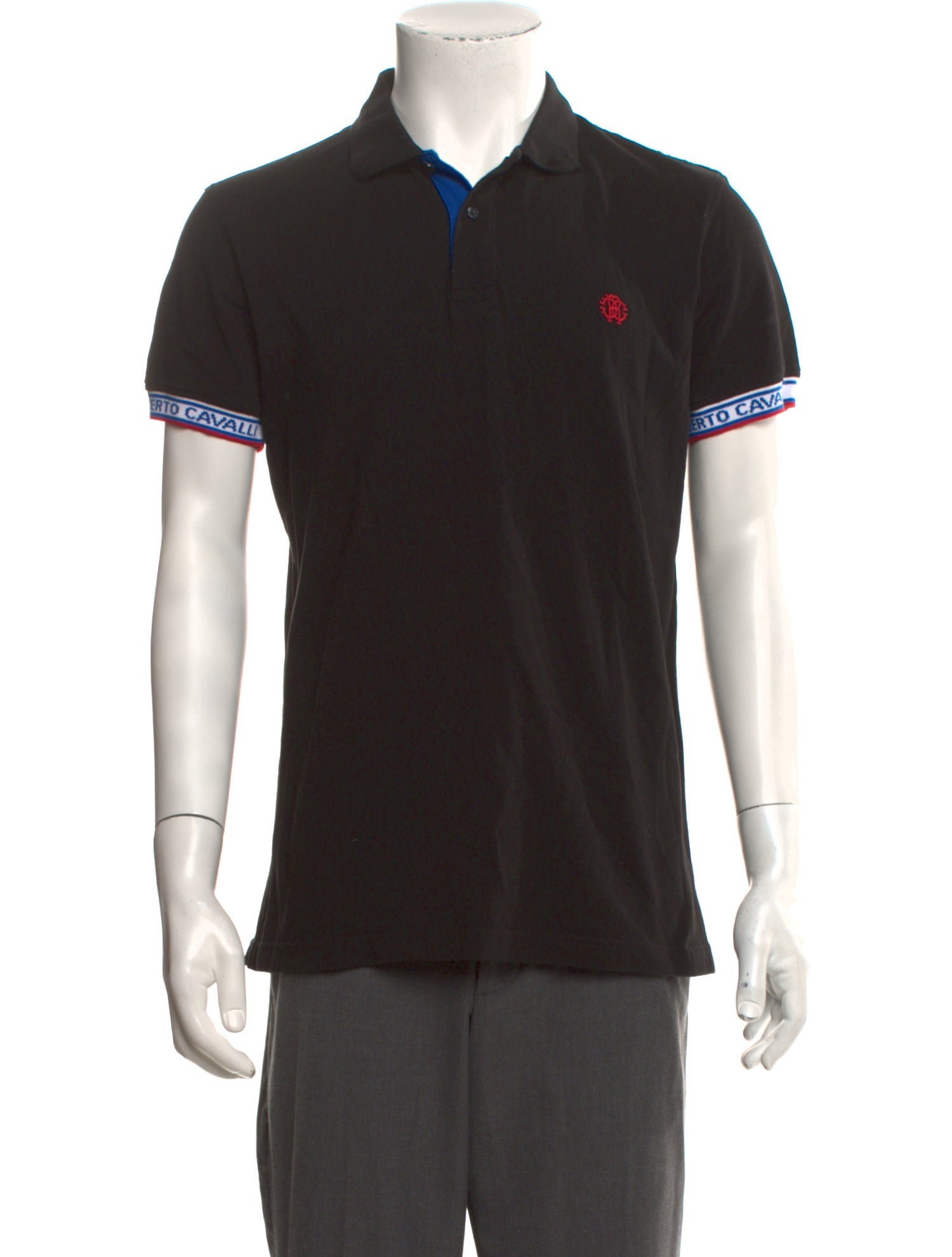 Roberto Cavalli Graphic Print Collar Polo Shirt