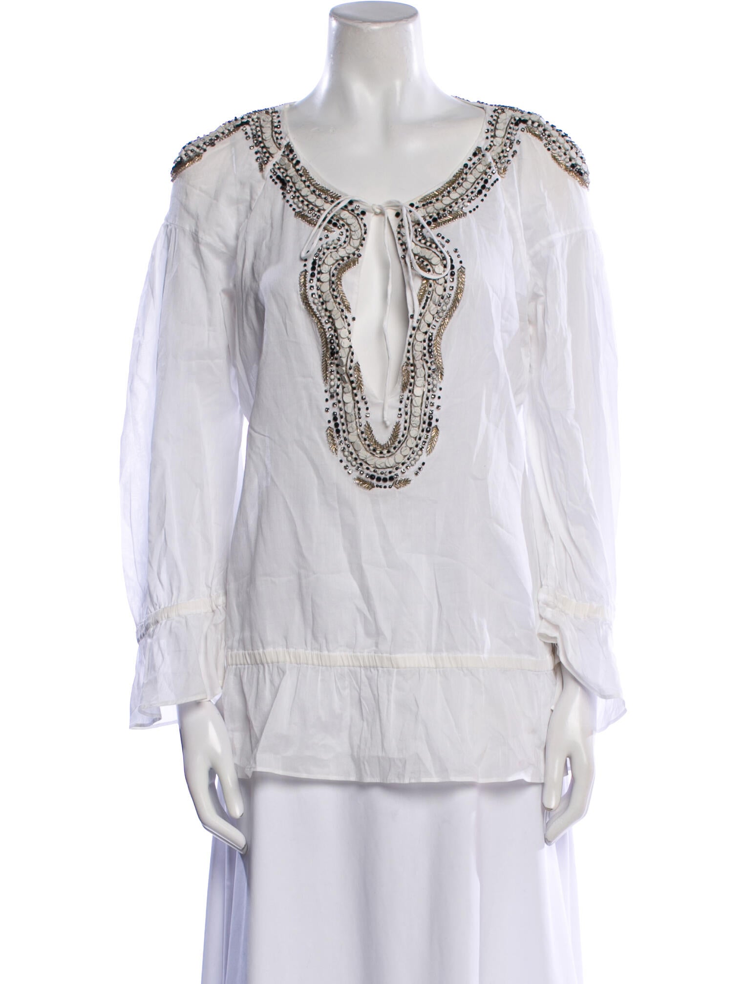 Roberto Cavalli Scoop Neck Three-Quarter Sleeve Blouse