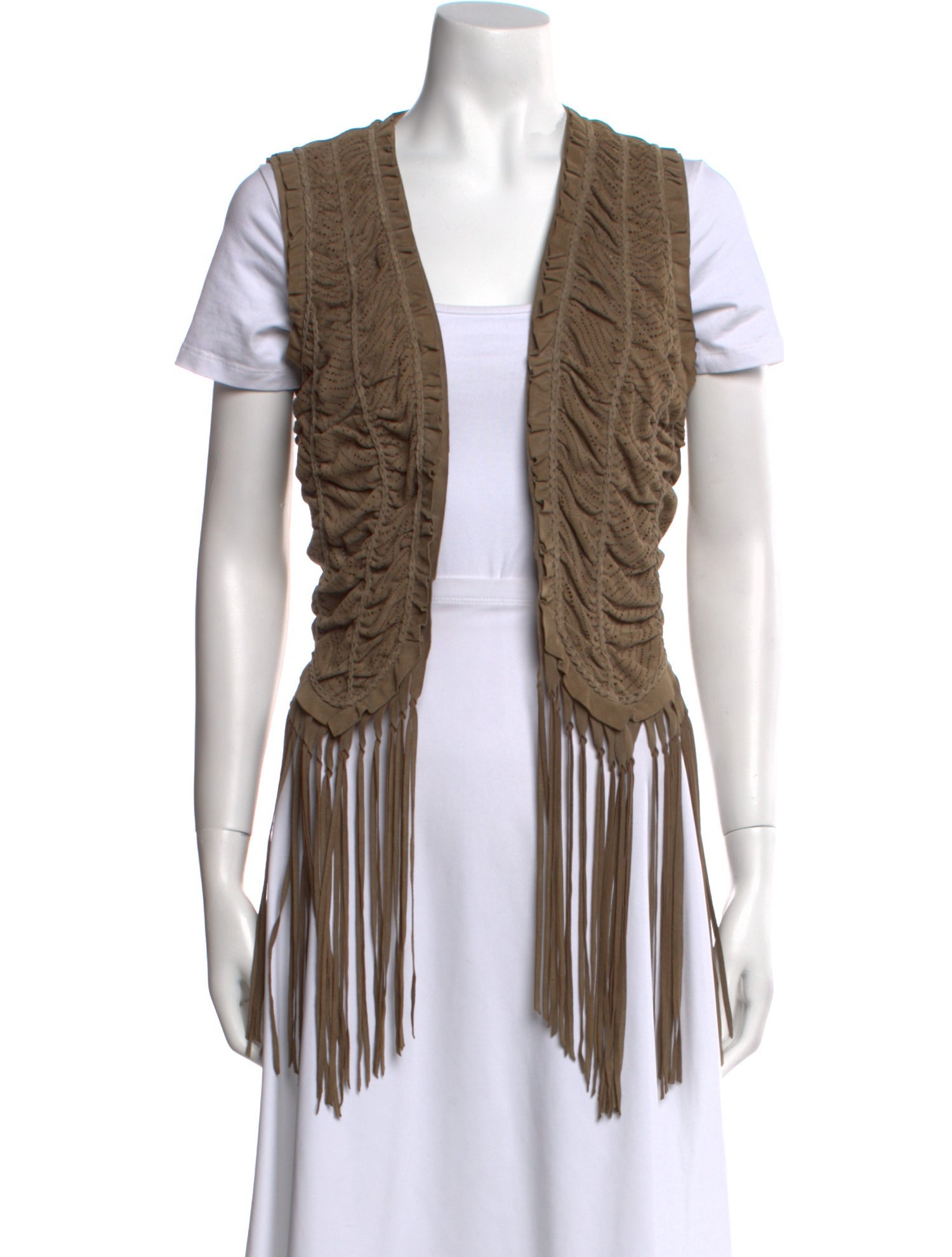 Roberto Cavalli Leather Striped Crop Top