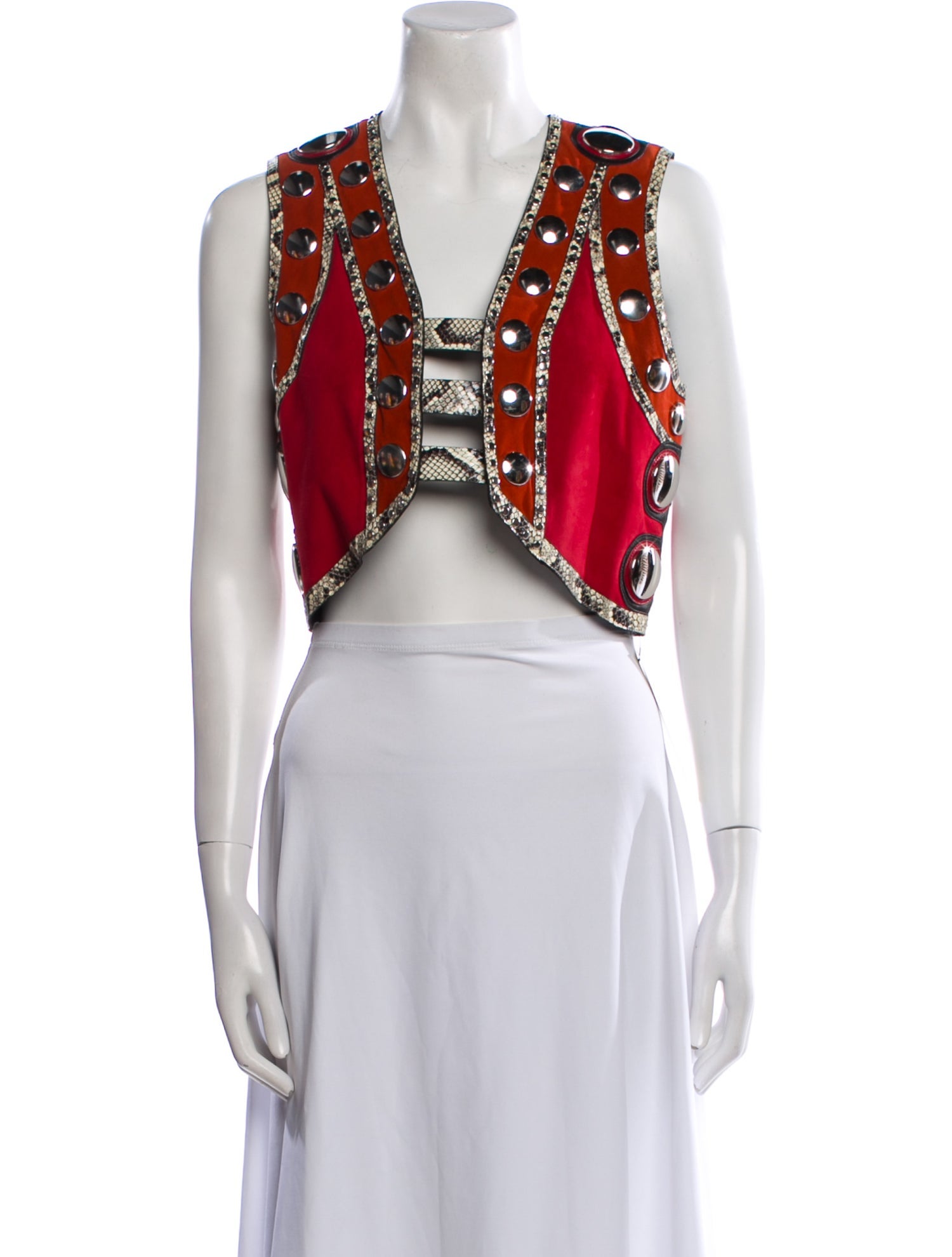 Roberto Cavalli Leather Printed Vest