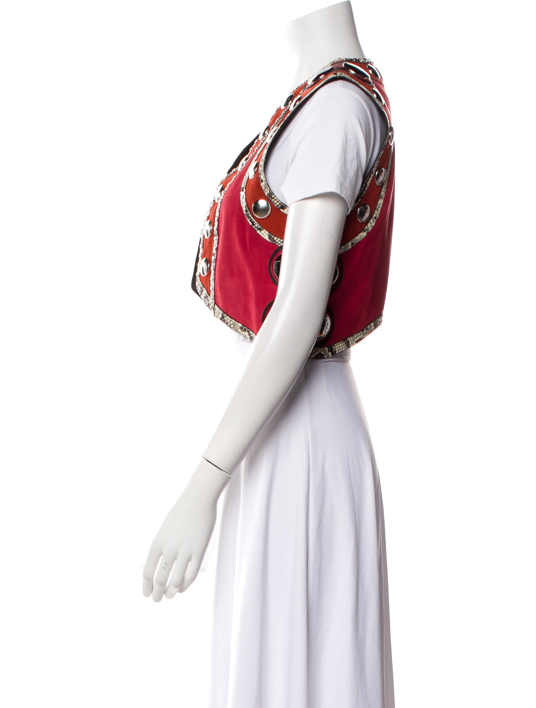 Roberto Cavalli Leather Printed Vest