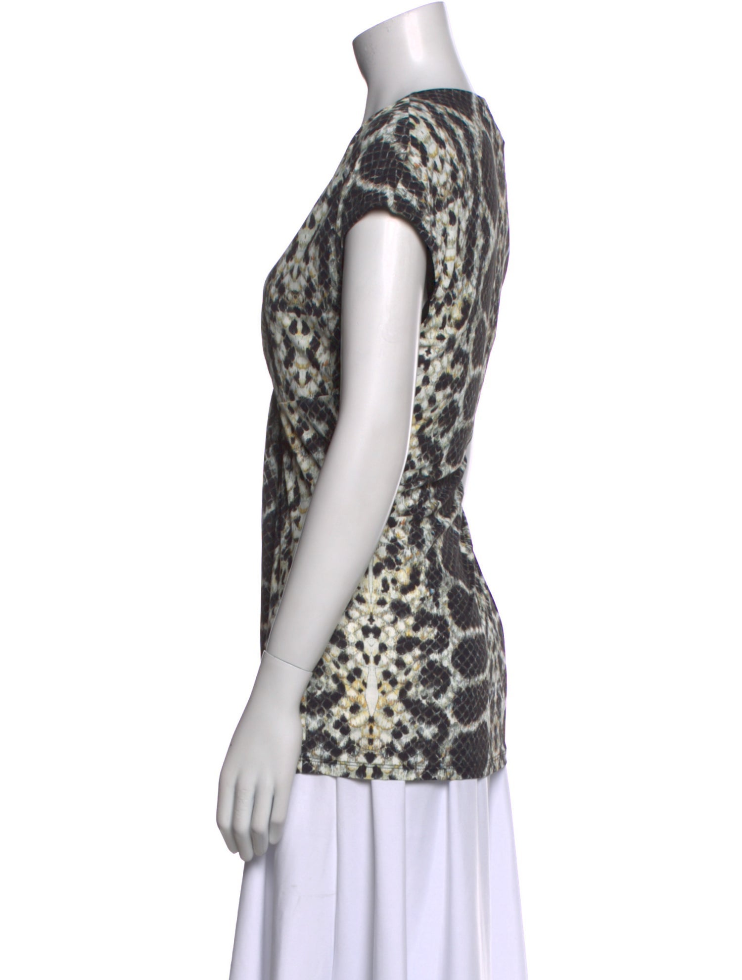 Roberto Cavalli Animal Print V-Neck T-Shirt