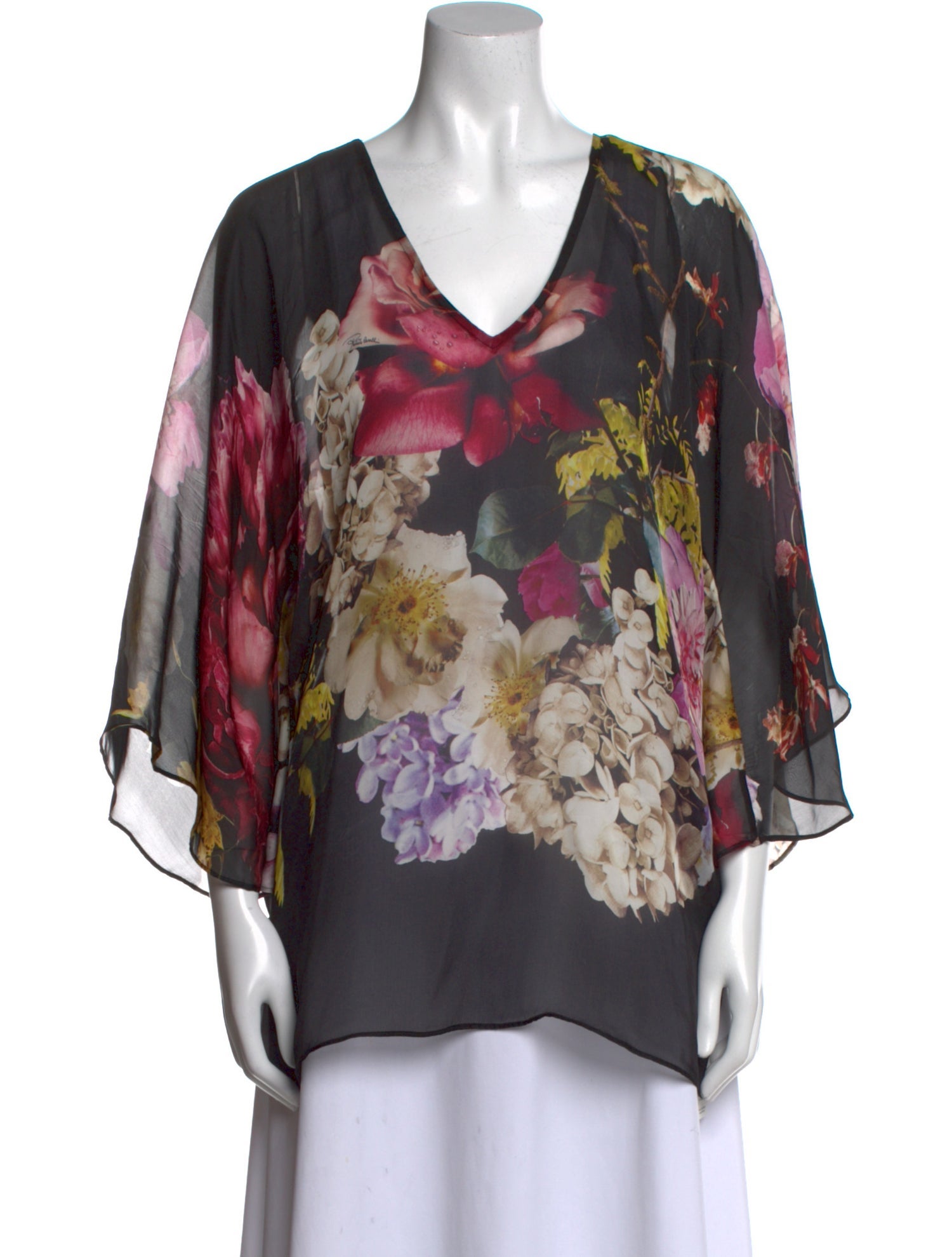 Roberto Cavalli Silk Floral Print Blouse