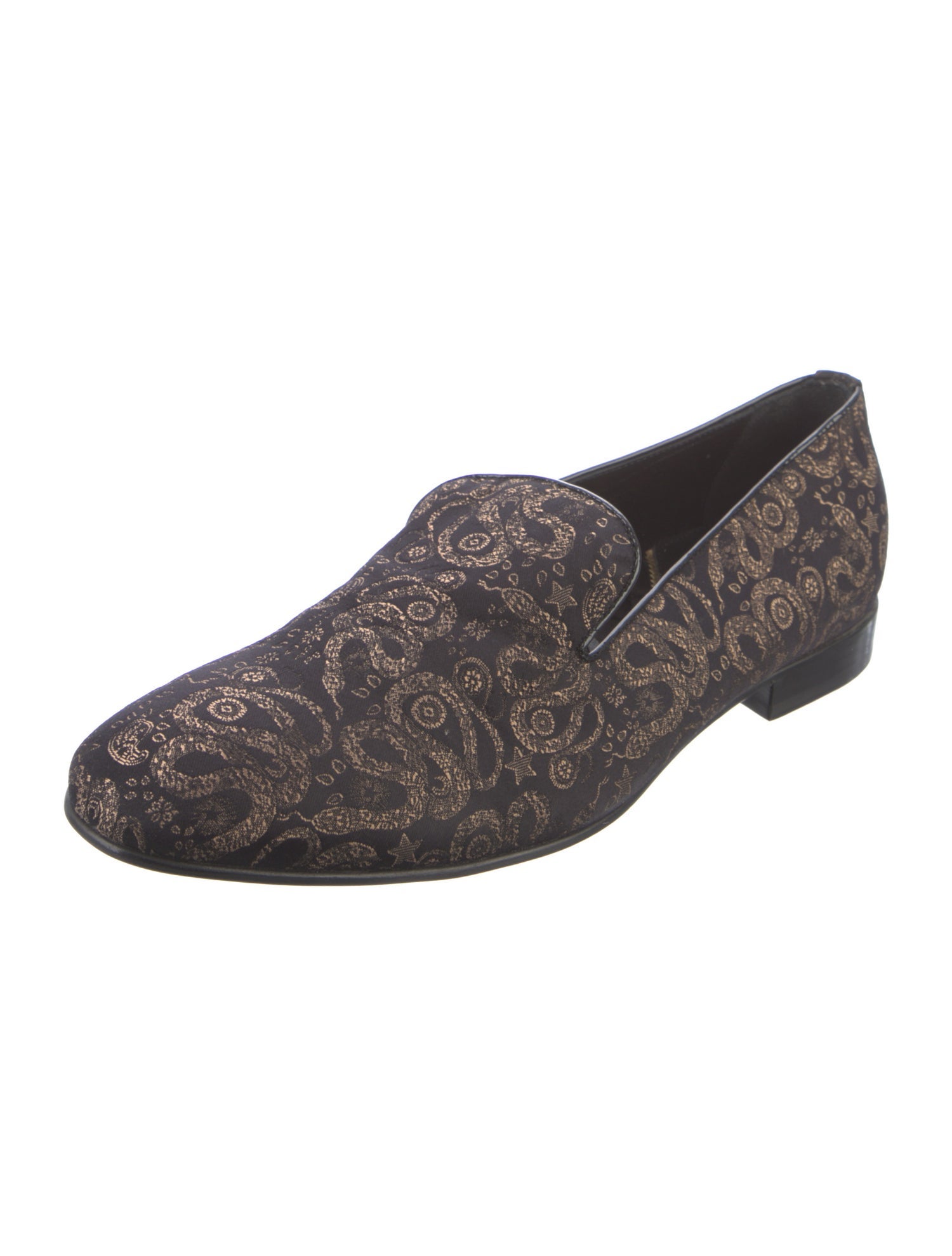 Roberto Cavalli Printed Leather Trim Embellishment Loafers