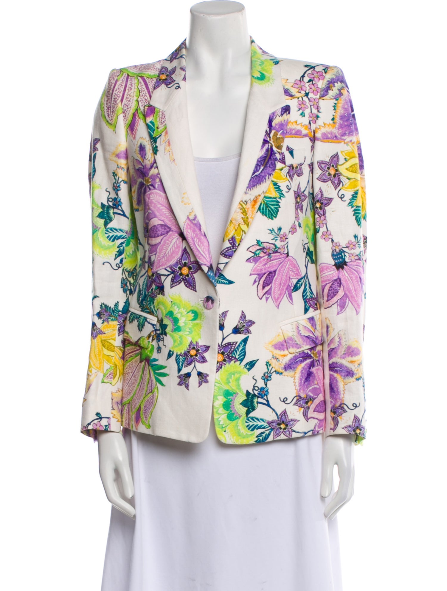 Roberto Cavalli Linen Floral Print Blazer