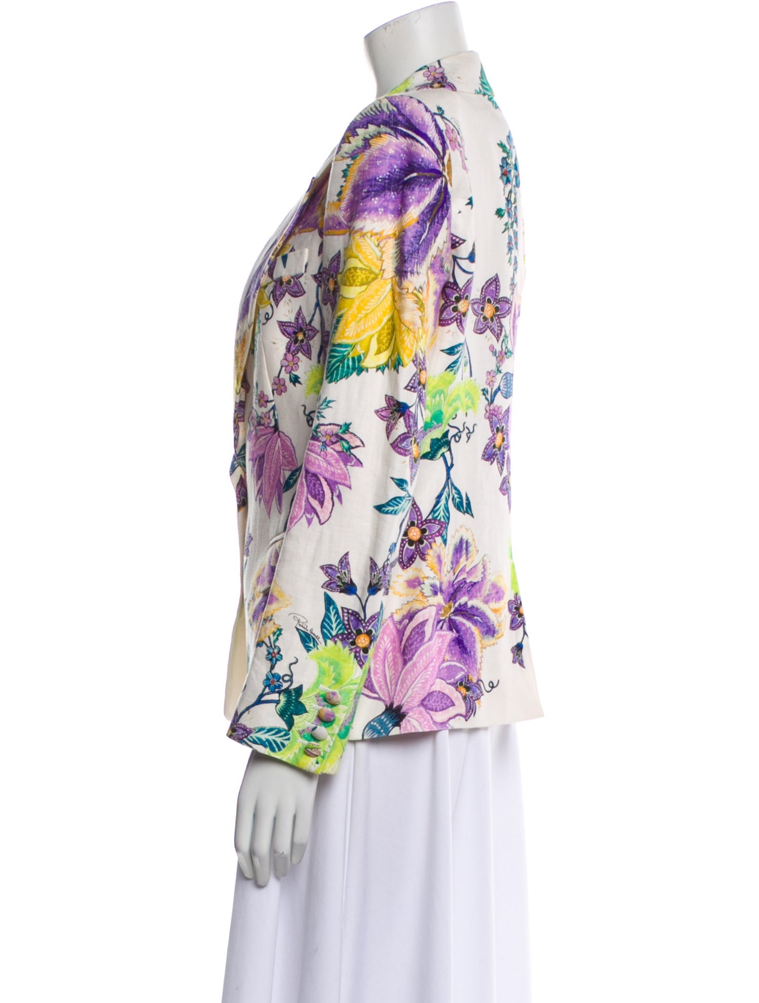 Roberto Cavalli Linen Floral Print Blazer